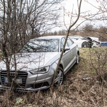 Netoli „Megos“ kelio nepasidalijo mersedesas ir „Audi“ – vienas jų atsidūrė griovyje