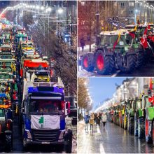 Traktoriais Vilnių užkimšę žemdirbiai tęsia protestą – rinksis prie Vyriausybės