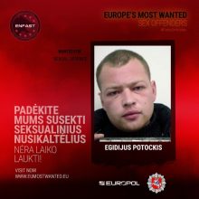 Europos ieškomiausių sąraše – išžaginimais įtariamas garliaviškis 