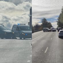 Policijos fiasko Ateities plente: pamatę ieškomą automobilį, susidūrė du pareigūnų ekipažai