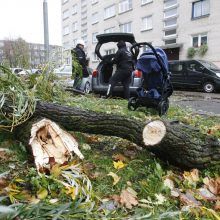 Vėtra uostamiestyje: niokojami automobiliai, į uostą neįplaukia laivai