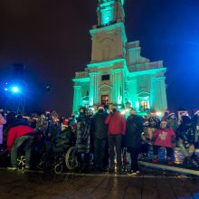 Į Rotušės aikštę buvo įleidžiami ne visi, tačiau žmonės vis tiek rinkosi prie tvorų