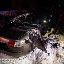 Po eismo įvykio iš „Audi“ automobilio iškrito variklis