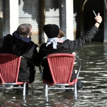 Venecijai ruošiantis potvyniui, uždaryta Šv. Morkaus aikštė