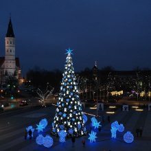 Šiaulius nušvietė paslapčia įžiebta Kalėdų eglė