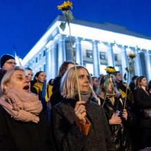 Atsiliepę į V. Zelenskio kvietimą paremti Ukrainą, Vilniuje susirinko apie 4 tūkst. žmonių 