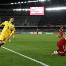 Puikiai žaidusi Lietuvos futbolo rinktinė nenusileido Vengrijai