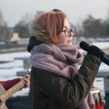 Tūkstančio gimnazistų sveikinimai Lietuvai geriausiai matėsi iš aukštai