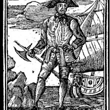 Piratas: E.Anglas XVIII a. graviūroje.