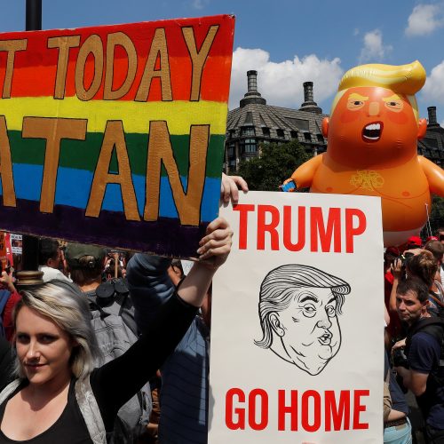 Protestas Londone prieš D. Trumpo vizitą  © Scanpix nuotr.
