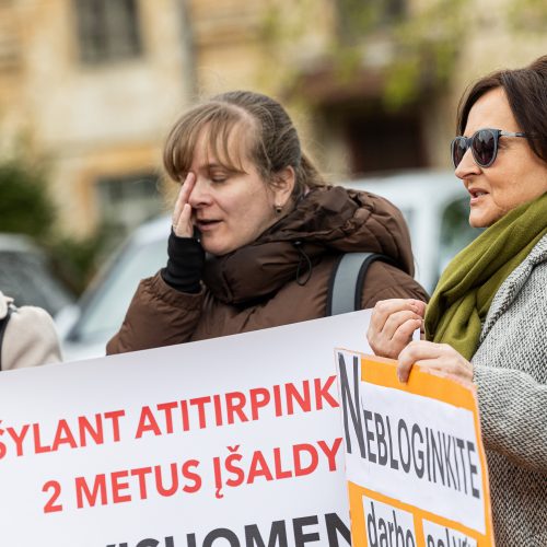  Sveikatos priežiūros darbuotojų akcija Vilniuje  © P. Peleckio/ BNS nuotr. 