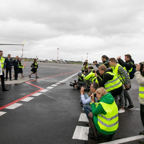 Trispalve papuošto lėktuvo sutiktuvės  © I. Gelūno / Fotobanko nuotr.