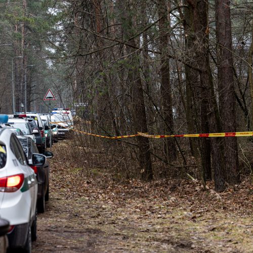 Prie L. Volkovo namų dirba policijos pareigūnai  © P. Peleckio / BNS nuotr.