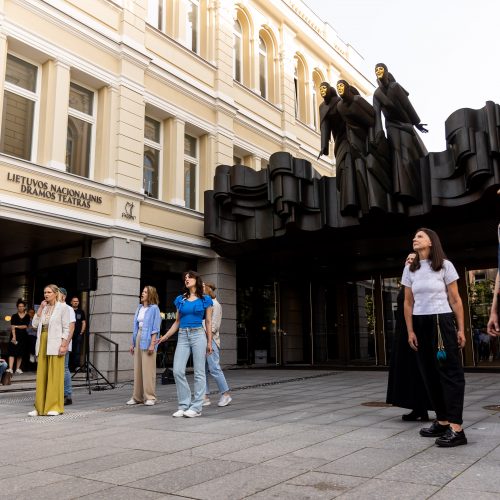 Prie Nacionalinio dramos teatro – performansas Ukrainai  © Ž. Gedvilos / BNS nuotr.