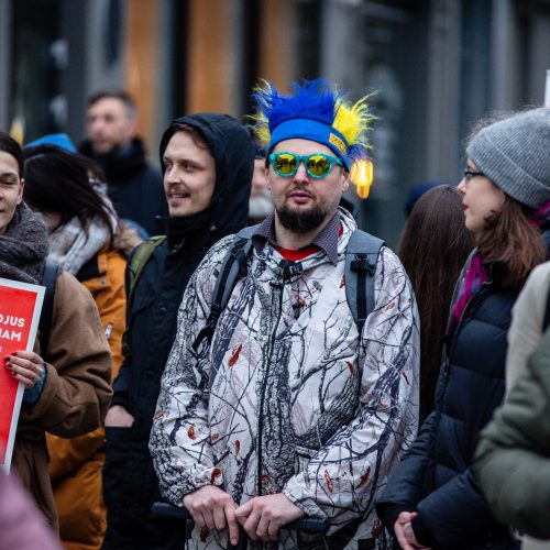 Protestas prie Kauno savivaldybės  © T Biliūno / BNS nuotr.