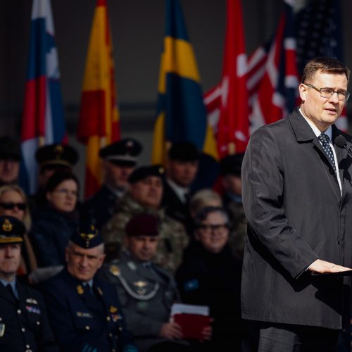 NATO oro policijos misiją Baltijos šalyse vykdančių pajėgų apsikeitimo ceremonija  © S. Lisausko / BNS nuotr.