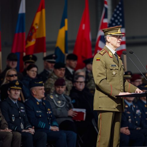 NATO oro policijos misiją Baltijos šalyse vykdančių pajėgų apsikeitimo ceremonija  © S. Lisausko / BNS nuotr.