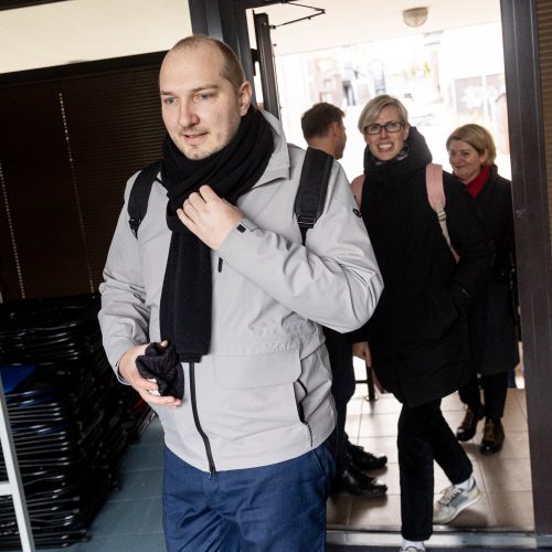 Švietimo darbuotojų profesinės sąjungos atstovų ir ministro susitikimas  © P. Peleckio / BNS nuotr.