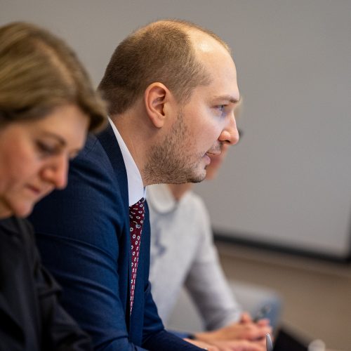 Švietimo darbuotojų profesinės sąjungos atstovų ir ministro susitikimas  © P. Peleckio / BNS nuotr.