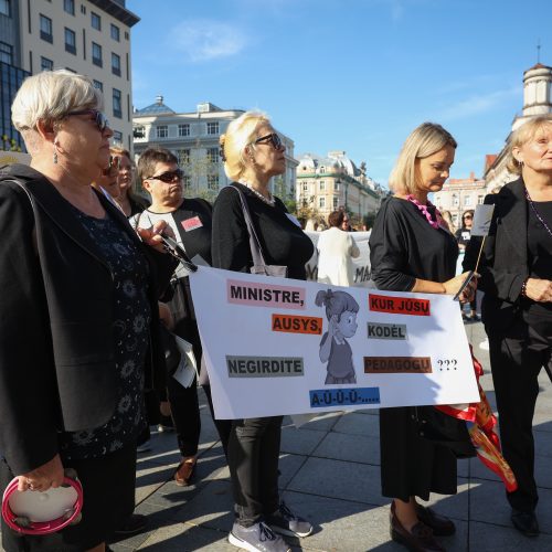 Prie Vyriausybės prasideda mokytojų streikas  © S. Lisausko / BNS nuotr.