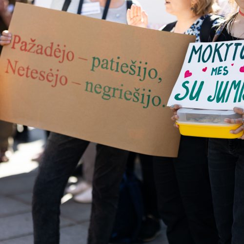 Prie Vyriausybės prasideda mokytojų streikas  © S. Lisausko / BNS nuotr.