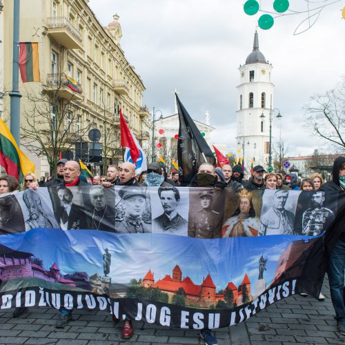 Keli šimtai žmonių žygiavo tautininkų eitynėse Vilniuje  © Butauto Barausko nuotr.