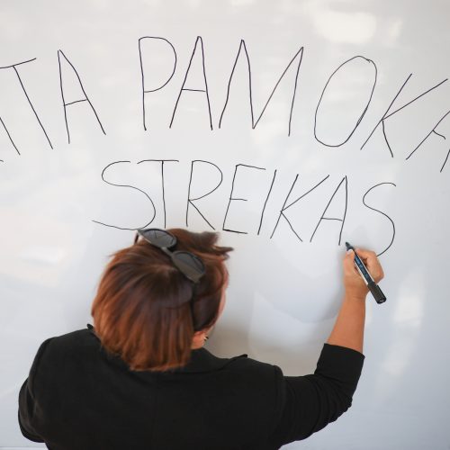 Prie Vyriausybės prasideda mokytojų streikas  © S. Lisausko / BNS nuotr.