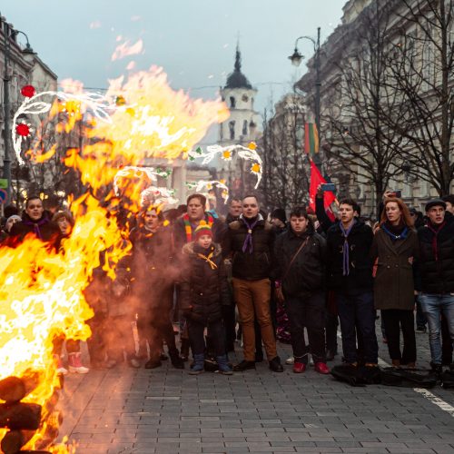 Gedimino prospekte suliepsnojo 30 Laisvės laužų  © G. Skaraitienės / Fotobanko nuotr.