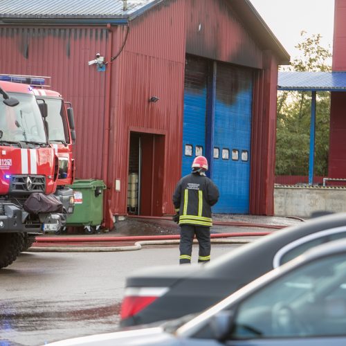 Ramučiuose užsiliepsnojo autoservisas  © Vilmanto Raupelio nuotr.