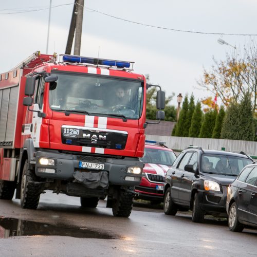 Ramučiuose užsiliepsnojo autoservisas  © Vilmanto Raupelio nuotr.