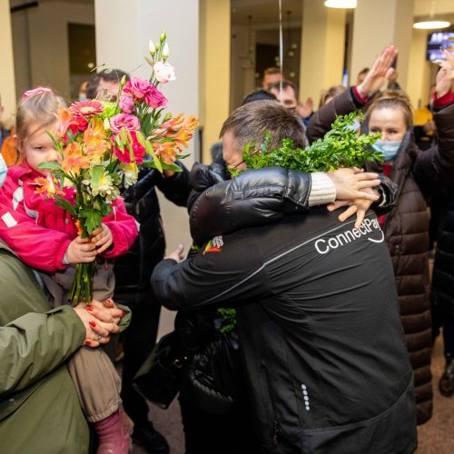 Iš Dakaro grįžo sunkvežimio ekipažas  © I. Gelūno / BNS nuotr.