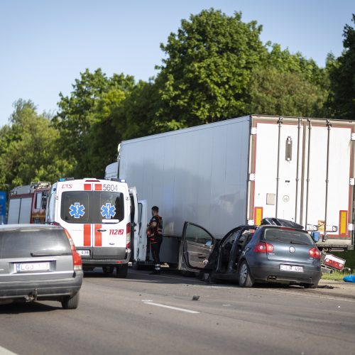 Mirtina avarija sostinės Minsko plente  © I. Gelūno/BNS nuotr.