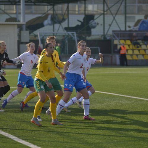 Lietuvos moterų futbolo rinktinės rungtynės su Farerų salų rinktine  © Manto Kutkaičio nuotr.