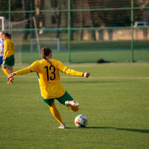 Lietuvos moterų futbolo rinktinės rungtynės su Farerų salų rinktine  © Manto Kutkaičio nuotr.