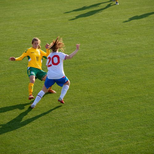 Lietuvos moterų futbolo rinktinės rungtynės su Farerų salų rinktine  © Manto Kutkaičio nuotr.