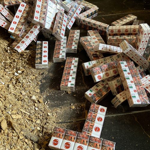 Ugnyje supleškėjo beveik 80 tūkst. pakelių kontrabandinių cigarečių  © Kauno policijos nuotr.