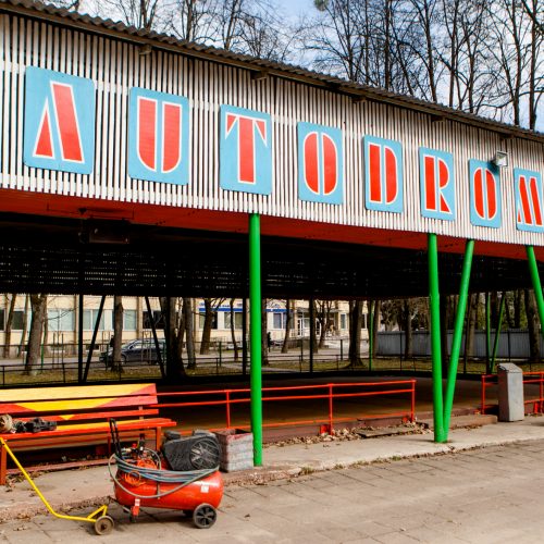 Vytauto parke išmontuojamos sūpynės  © Laimio Steponavičiaus nuotr.