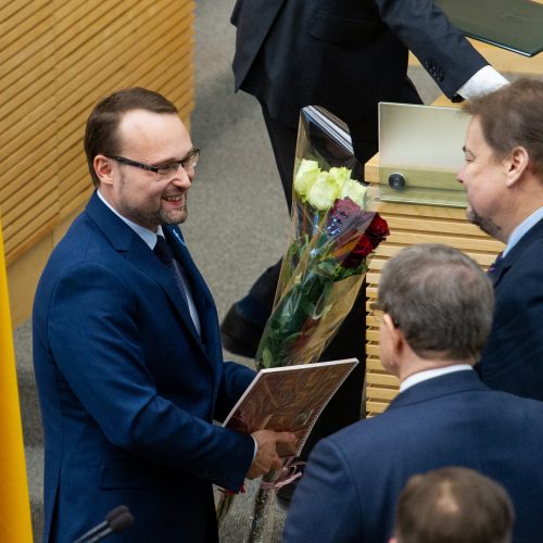 Kultūros ministro M. Kvietkausko priesaika Seime  © Pauliaus Peleckio / Fotobanko nuotr.