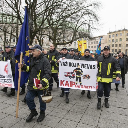 Ugniagesių mitingas V. Kudirkos aikštėje  © P. Peleckio / Fotobanko nuotr.