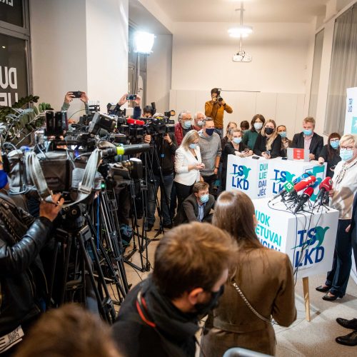 I. Šimonytės ir G. Landsbergio spaudos konferencija  © I. Gelūno / Fotobanko nuotr.