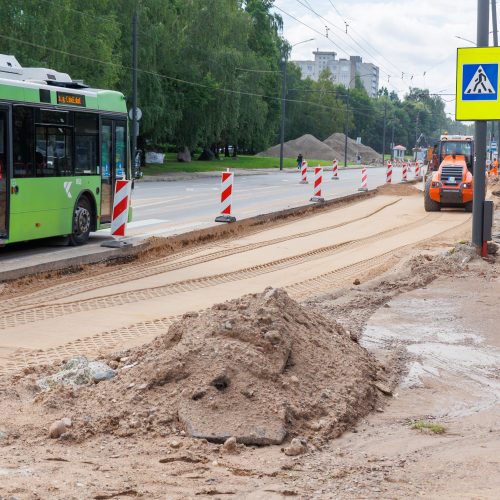 Remontas Kauno S. Lozoraičio ir S. Žukausko gatvėse  © E. Ovčarenko / BNS nuotr.