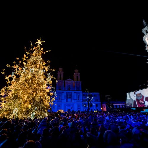 Žingsnis link Kalėdų: įžiebta žvaigždėmis puošta Kauno eglutė!   © Regimanto Zakšensko, Justinos Lasauskaitės, Kauno miesto savivaldybės nuotr.