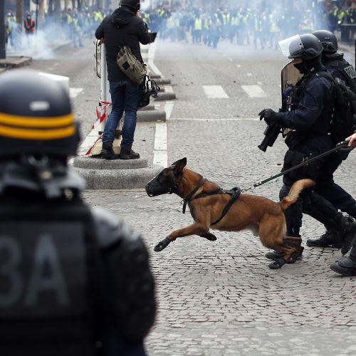 „Geltonųjų liemenių“ protestai Paryžiuje  © EPA-ELTOS ir Scanpix nuotr.