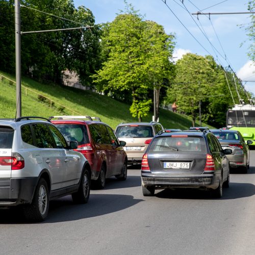 Automobilių spūstys Kaune  © Justinos Lasauskaitės nuotr.