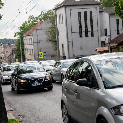 Automobilių spūstys Kaune  © Justinos Lasauskaitės nuotr.