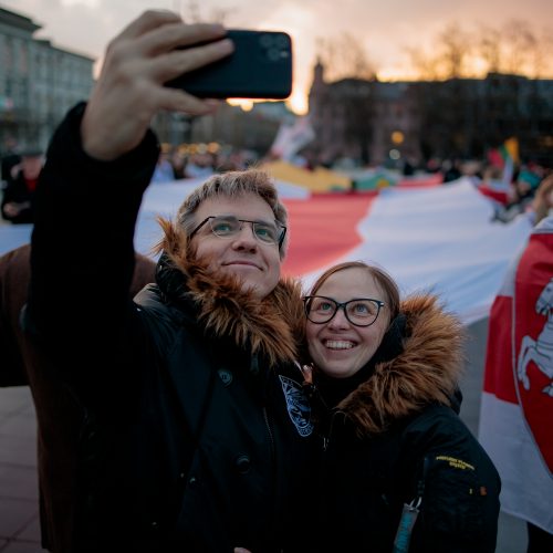 Baltarusijos diasporos atstovai Vilniuje minėjo Laisvės dieną  © J. Elinsko/ELTOS nuotr. 