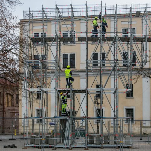 Kalėdinės eglutės ruošimo darbai  © Vilmanto Raupelio nuotr.