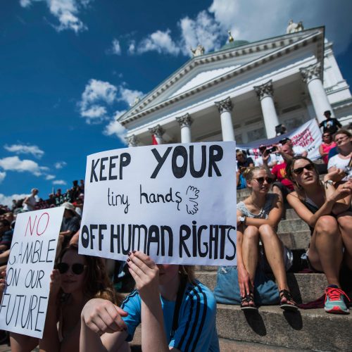 Helsinkyje – protestai prieš D. Trumpą ir V. Putiną  © Scanpix nuotr.