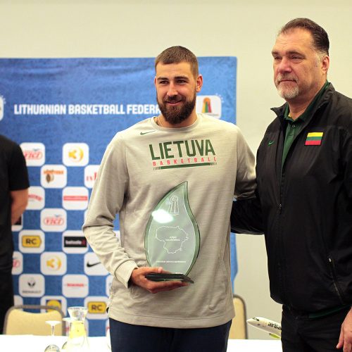 Lietuvos krepšinio rinktinės spaudos konferencija  © Evaldo Šemioto nuotr.