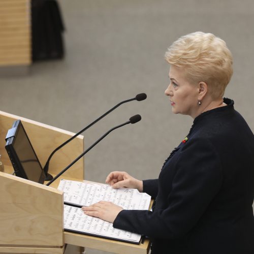 Devintasis D. Grybauskaitės metinis pranešimas Seime  © M. Morkevičiaus / ELTOS, R. Dačkaus / Prezidentūros nuotr.